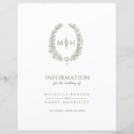 Hochzeitsgast-Informationen zu Olive-Green-Monogra