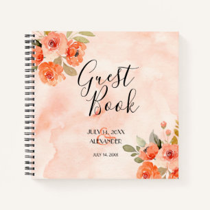 Hochzeitsgast Orange Watercolor Blume Notizblock
