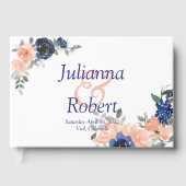 Hochzeitsgast Peach and blue watercolor Gästebuch (Vorderseite)