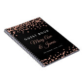 Hochzeitsgast Rose Gold Glitzer Confetti Black Notizblock (Rechte Seite)