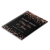 Hochzeitsgast Rose Gold Glitzer Confetti Black Notizblock (Linke Seite)