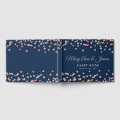Hochzeitsgast Rose Gold Glitzer Confetti Navy Gästebuch (Voll)