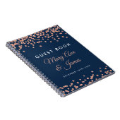 Hochzeitsgast Rose Gold Glitzer Confetti Navy Notizblock (Rechte Seite)