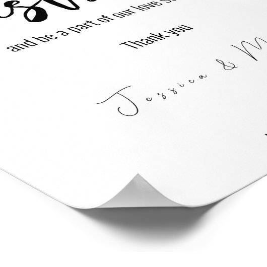 Hochzeitsgast-Schild Minimalistisch Elegant Poster (Ecke)