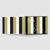 Hochzeitsgast Schwarzes Gold Weiße Streifen Muster Gästebuch (Voll)