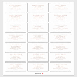 Hochzeitsgast, voradressiert Labels Rose Gold A200