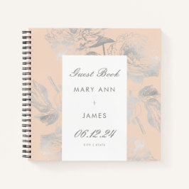 HochzeitsgastBuch Einfache florale Silver Blush Pi Notizblock