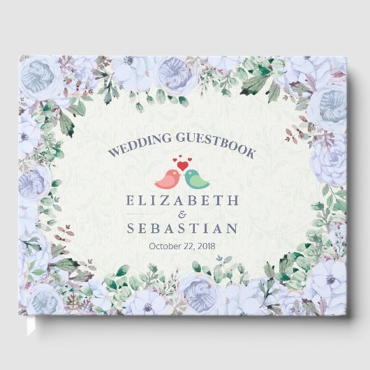 HochzeitsgastBuch Light Blue Watercolor Floral Gästebuch (Vorderseite)