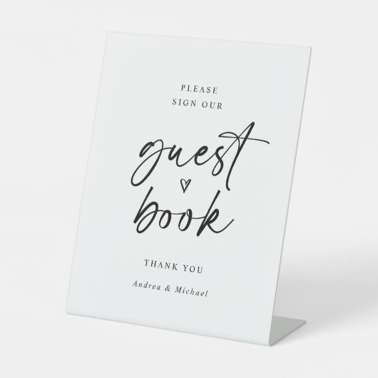 HochzeitsgastBuch Moderne Minimalistische Handschr Sockelschild (Vorderseite)