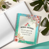 HochzeitsgastBuch Moderne rosa Aquamarine Blüten G Notizblock
