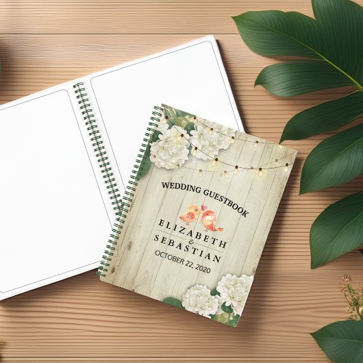 HochzeitsgastBuch Rustikales Holz Blumenstrauß Lic Notizblock