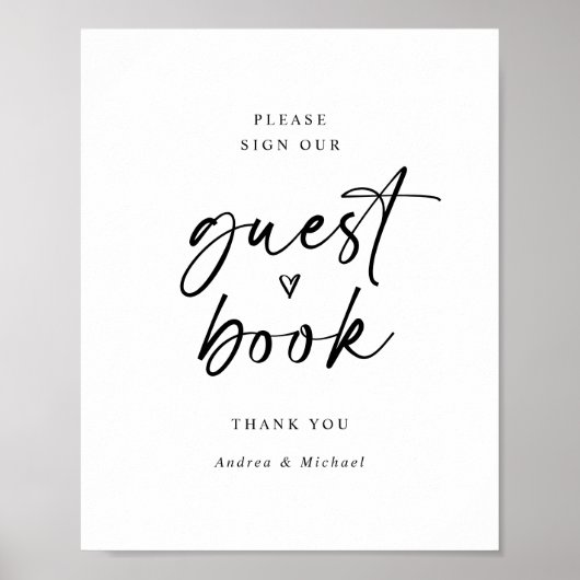 HochzeitsgastBuch Signieren Moderner Minimalistisc Poster (Vorne)