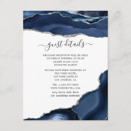 Hochzeitsgastdetails in Navy und Silber-Achat Begleitkarte
