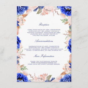 Hochzeitsgäste in Navy und Rosa Begleitkarte