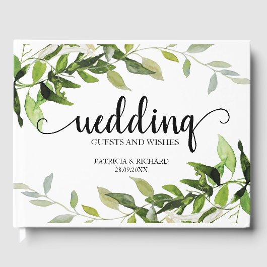 Hochzeitsgäste und Wünsche Elegante Vegetation Gästebuch (Vorderseite)