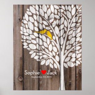Hochzeitsgästebuch Baum aus gelbem Holz Poster