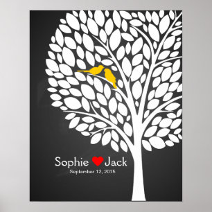 Hochzeitsgästebuch Baum gelbe Kreide Poster