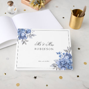 Hochzeitsgästebuch Dusty Blue Rustikal Floral  Gästebuch