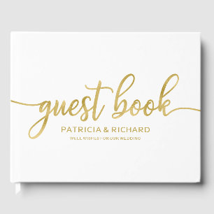 Hochzeitsgästebuch Faux-Folie Gold Chic Kalligrafi Gästebuch