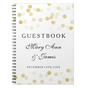 Hochzeitsgästebuch Faux Goldfolie Glitterlichter Notizblock