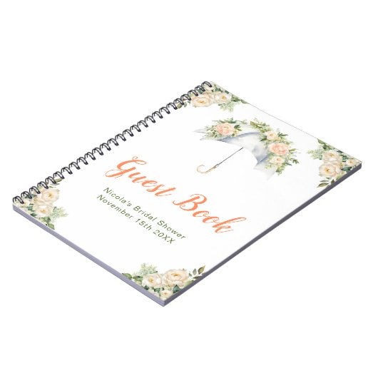 Hochzeitsgästebuch mit floralem Schirm Notizblock (Linke Seite)