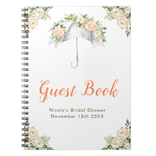 Hochzeitsgästebuch mit floralem Schirm Notizblock (Vorderseite)