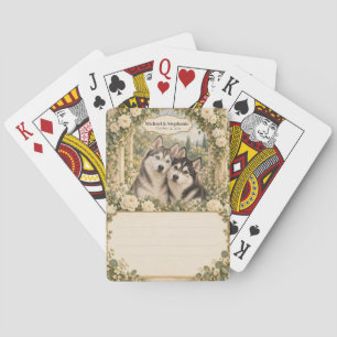 Hochzeitsgästebuch-Signierdeck mit Sibirischem Hus Spielkarten