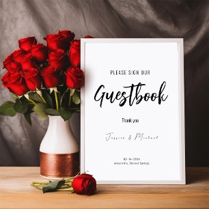 Hochzeitsgästebuch Zeichen Minimalistisch Elegant Poster