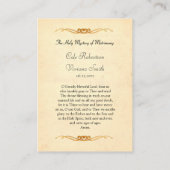 Hochzeitsgebet-Karte orthodox Christlich Platzkarte (Rückseite)