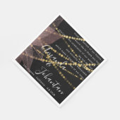 Hochzeitsgedicht "Floral Gold Name Rose Black" Serviette (Ecke)