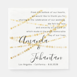 Hochzeitsgedicht mit Floral Gold - Weißer Name Dat Serviette