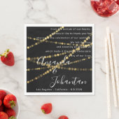 Hochzeitsgedicht mit floralen Gold Name Datum schw Serviette (Beispiel)