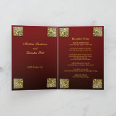 Hochzeitsgefaltetes, bordeauxfarbenes Gold mit Men Einladung (Innenseite)