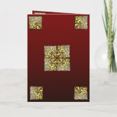 Hochzeitsgefaltetes, bordeauxfarbenes Gold mit Men Einladung (Rückseite)