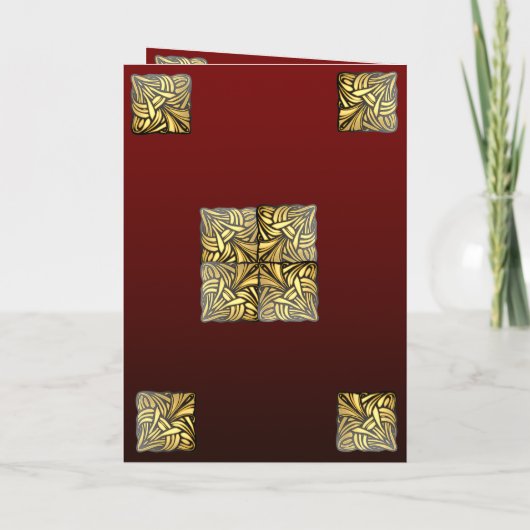 Hochzeitsgefaltetes, bordeauxfarbenes Gold mit Men Einladung (Rückseite)