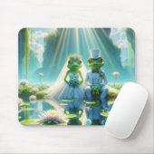 Hochzeitsgefrösche auf einer Lilienwand Mousepad (Mit Mouse)