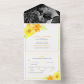 Hochzeitsgelbe Blume Aquarell All In One Einladung (Innen Boden)