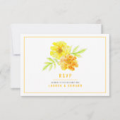 Hochzeitsgelbe Blume handAquarell RSVP Karte (Vorderseite)