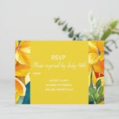 Hochzeitsgelbe Blumen Land rustikal Einladung (Stehend Vorderseite)