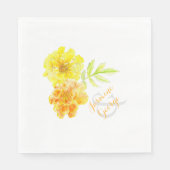Hochzeitsgelbe Marigolds Aquarellpapierservierung Serviette (Vorderseite)