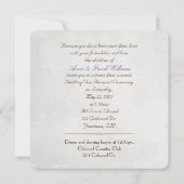 Hochzeitsgelübde lila Bandherz mit Ringen Einladung (Rückseite)