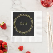 Hochzeitsgeprägtes Papier Napkin Gold/Black Initia Serviette (Beispiel)