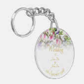 Hochzeitsgeschenk - Braut mit farbenprächtigem Hoc Schlüsselanhänger (Vorderseite links)