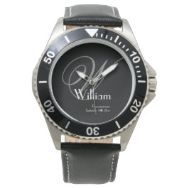 Hochzeitsgeschenk Classic Monogram + Name Armbanduhr