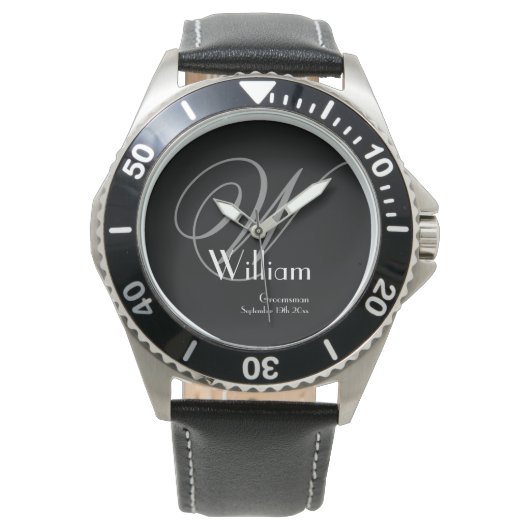 Hochzeitsgeschenk Classic Monogram + Name Armbanduhr (Vorderseite)