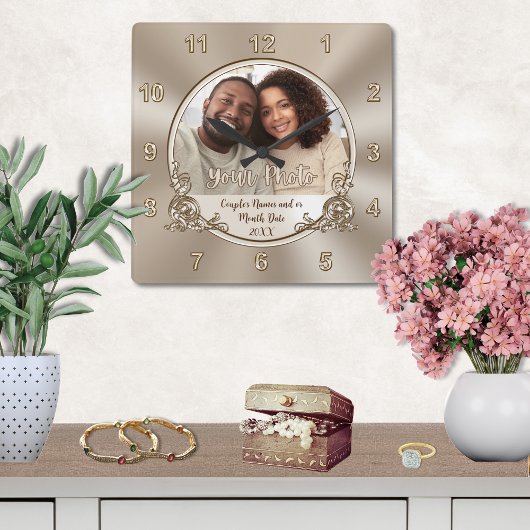 Hochzeitsgeschenk, Dusche oder personalisierte Wan Quadratische Wanduhr