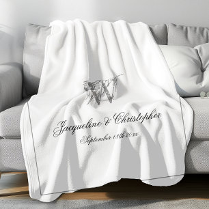 Hochzeitsgeschenk Elegant-Keepake-Monogramm Fleecedecke