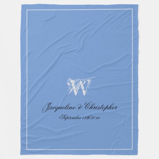 Hochzeitsgeschenk Elegant Monogram, frisch gezogen Fleecedecke (Vorderseite)