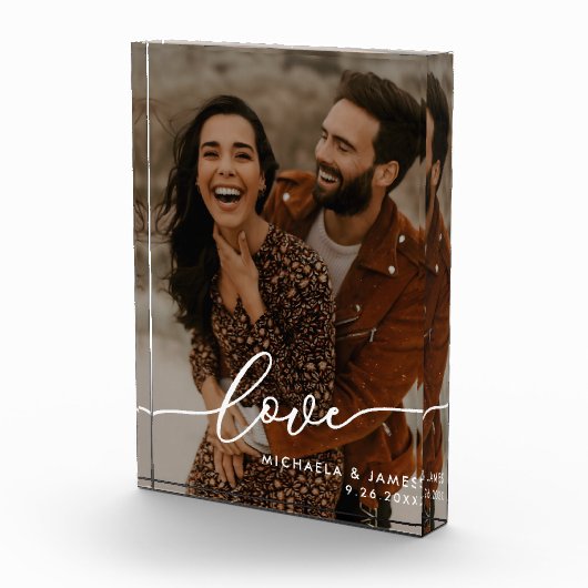 Hochzeitsgeschenk Elegante Liebe Script Foto & Nam (Rechts)