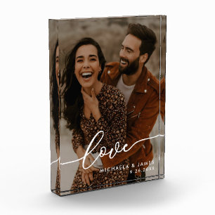 Hochzeitsgeschenk Elegantes Liebesschriftfoto & Na Fotoblock